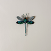 Oriental Greenwing Dragonfly Embroidered Pin