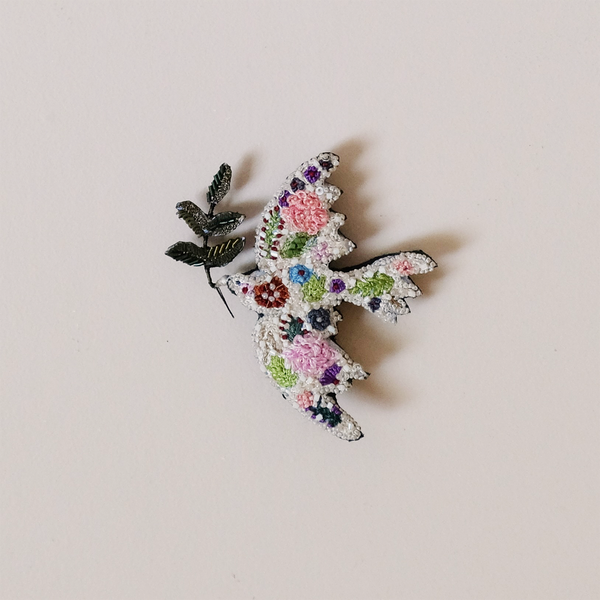 Peace Bird Embroidered Pin