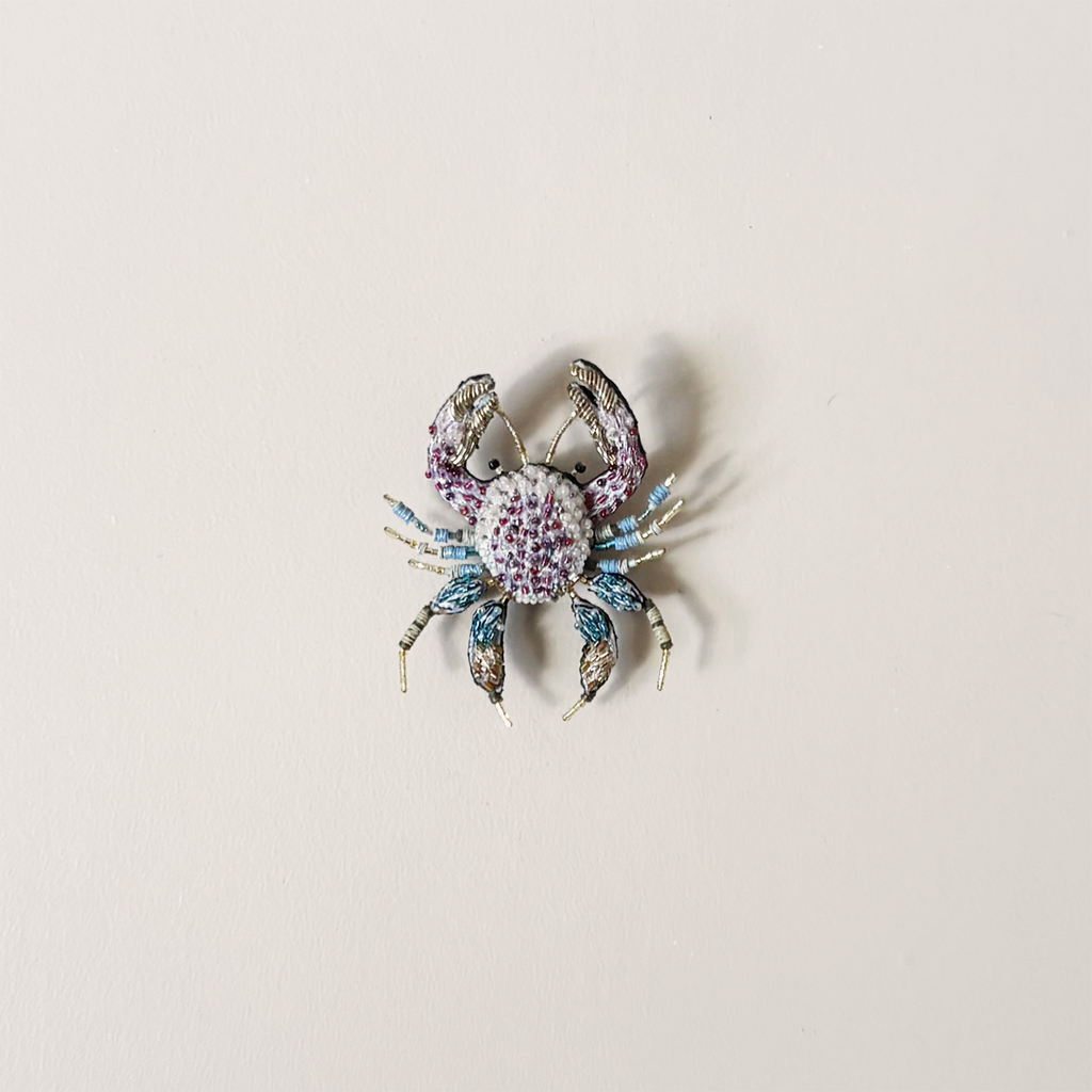 Pink Forest Crab Embroidered Pin