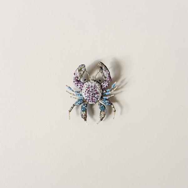 Pink Forest Crab Embroidered Pin