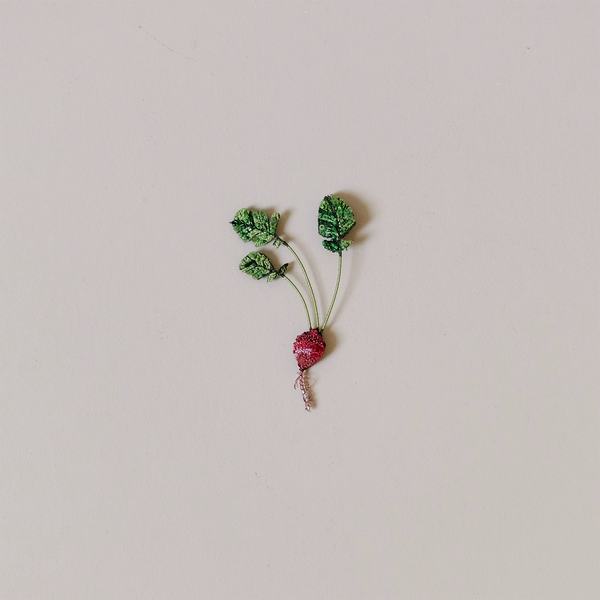 Red Radish Embroidered Pin