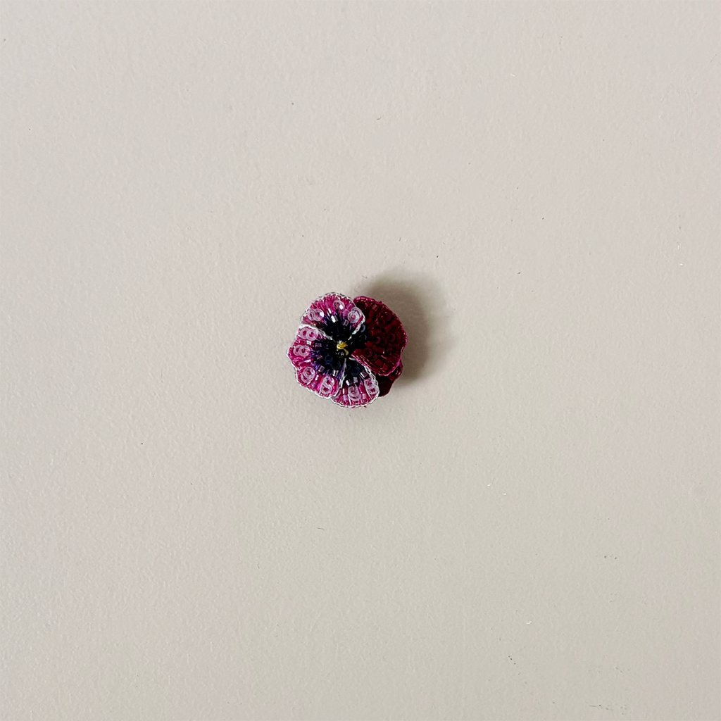 Rose Pansy Embroidered Pin