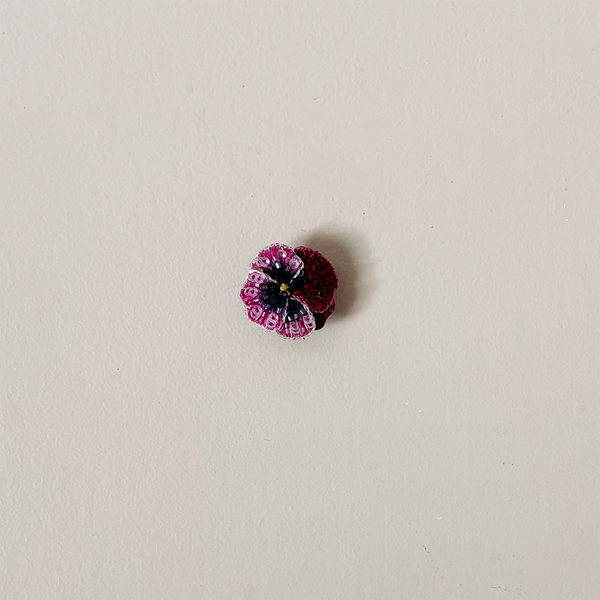Rose Pansy Embroidered Pin