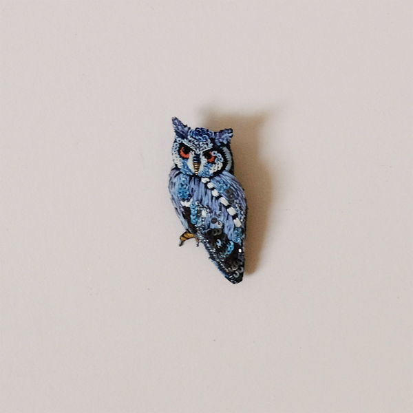Southern White Faced Owl Embroidered Pin