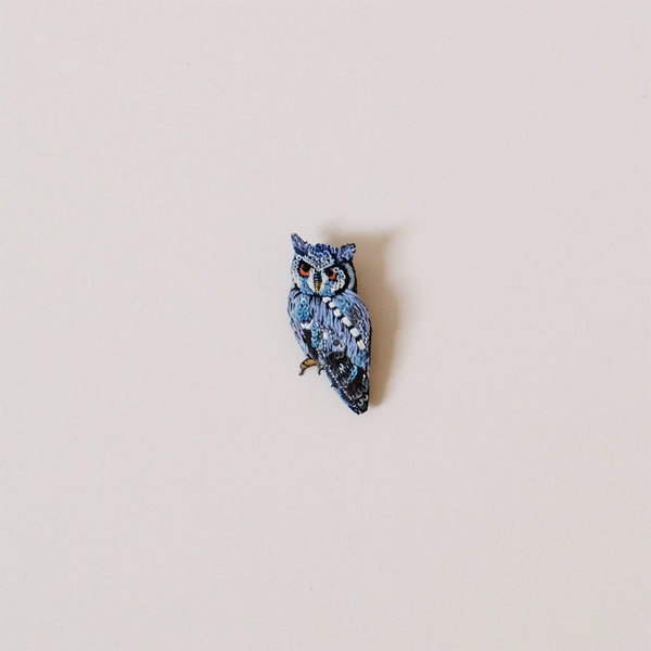 Southern White Faced Owl Embroidered Pin