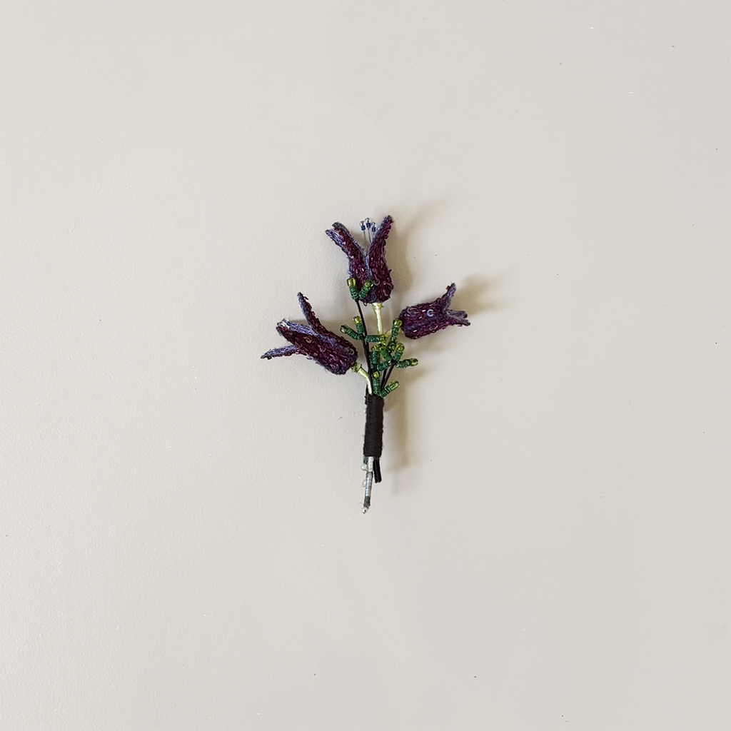 Violet Limodore Boutonniere Embroidered Pin