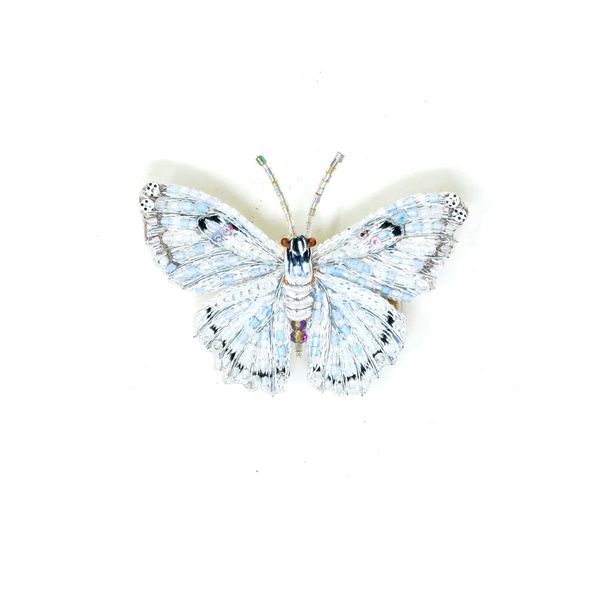 White Morpho Butterfly Embroidered Pin