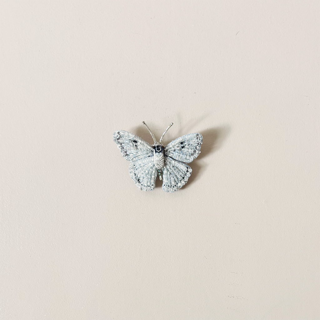 White Morpho Butterfly Embroidered Pin