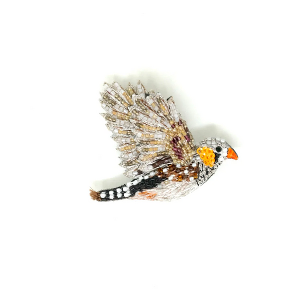 Zebra Finch Embroidered Pin