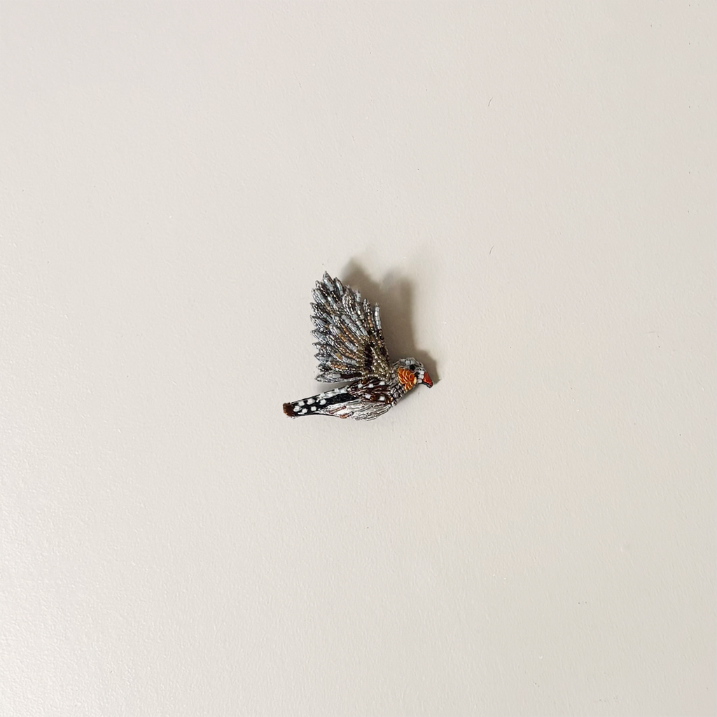 Zebra Finch Embroidered Pin