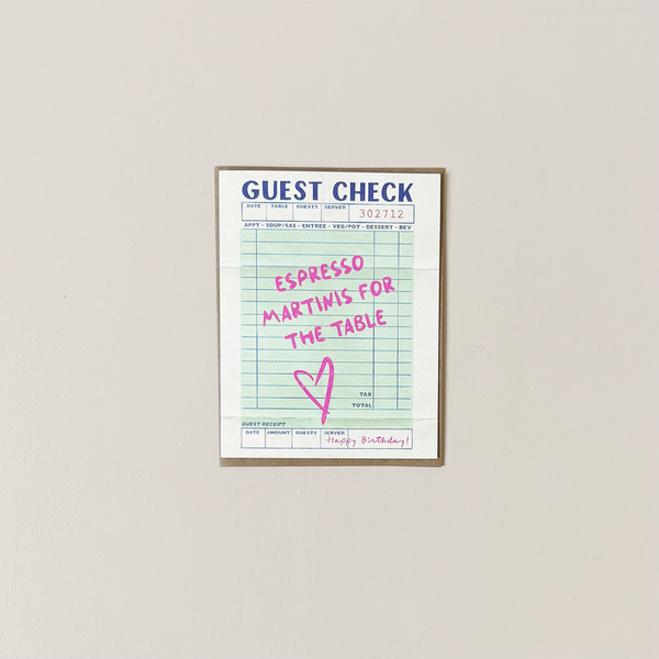 Espresso Martinis Guest Check Note Card