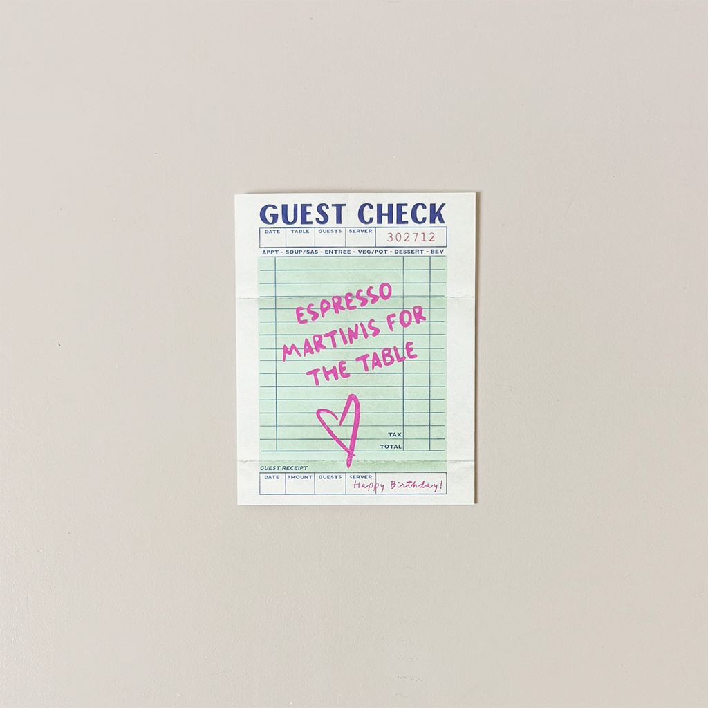 Espresso Martinis Guest Check Note Card