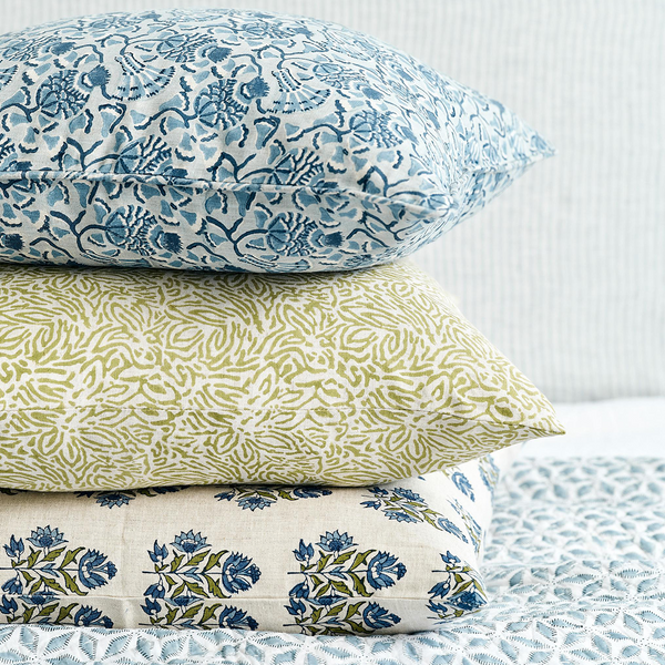 Ankara Moss Azure Pillow Cover