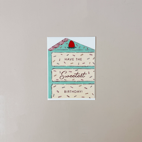 Blue Birthday Cake Slice Note Card