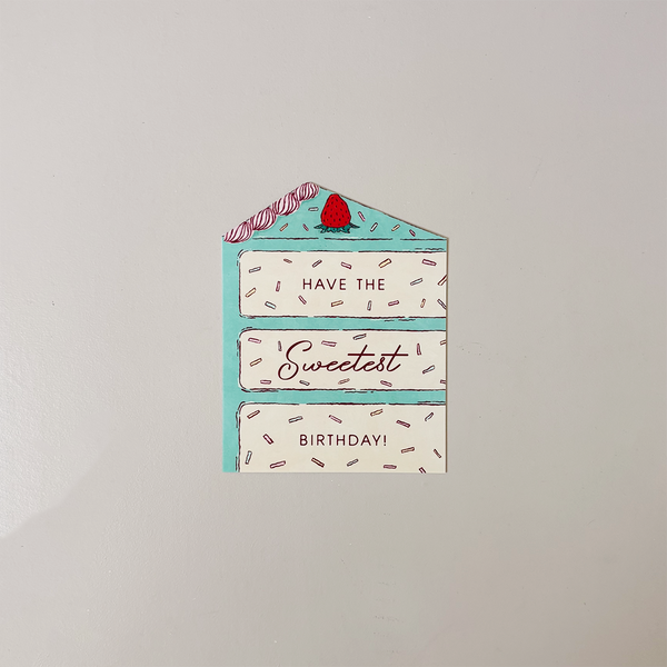 Blue Birthday Cake Slice Note Card