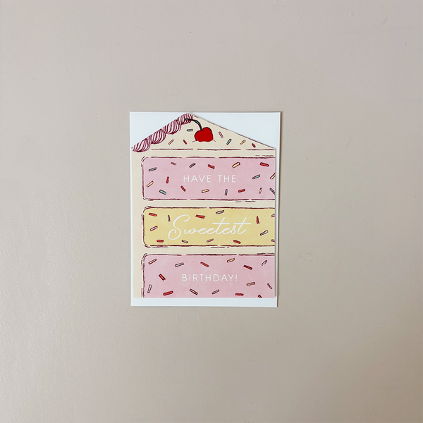 Cream Birthday Cake Slice Note Card