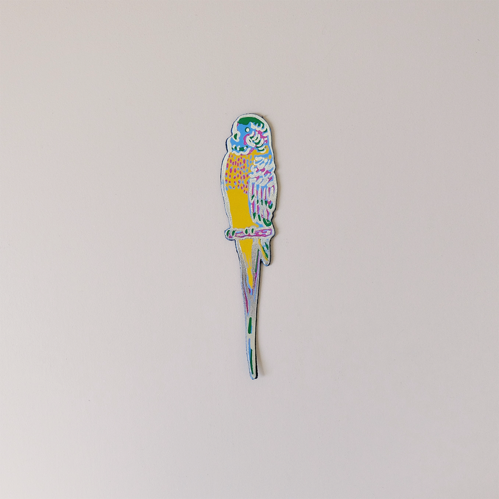 Budgie Leather Bookmark
