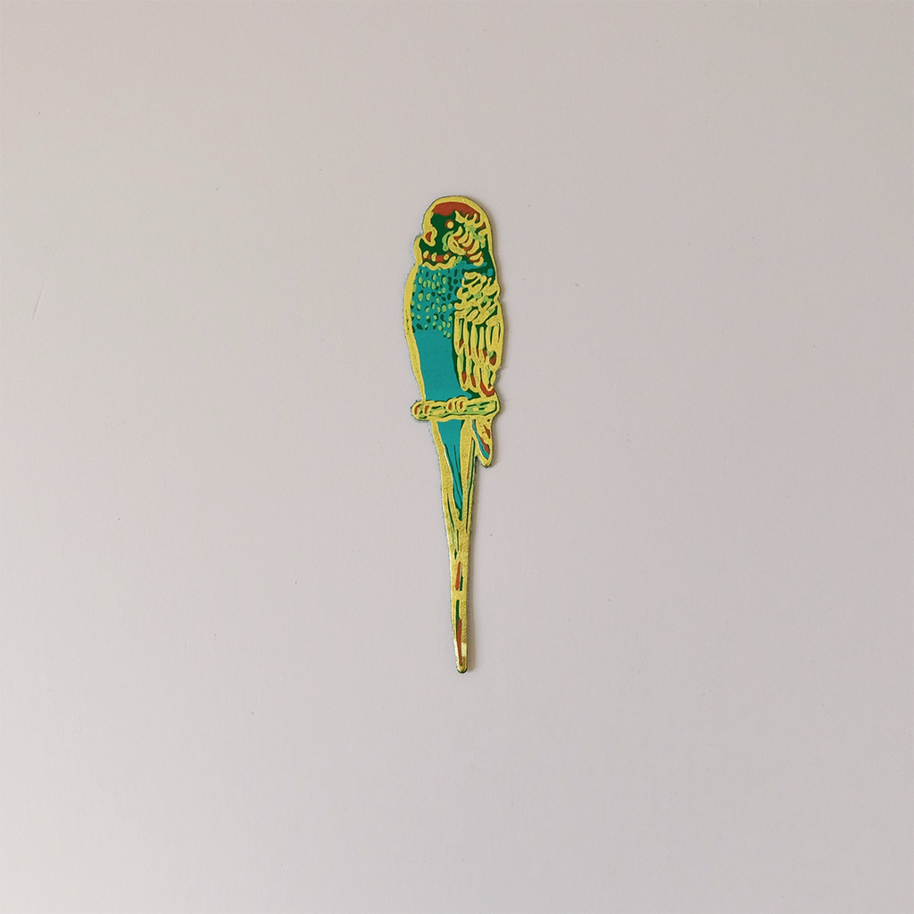 Budgie Leather Bookmark
