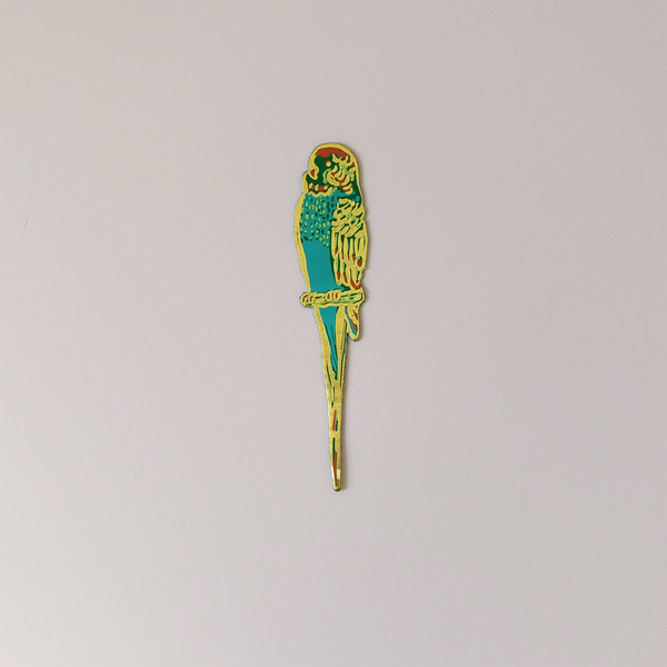 Budgie Leather Bookmark