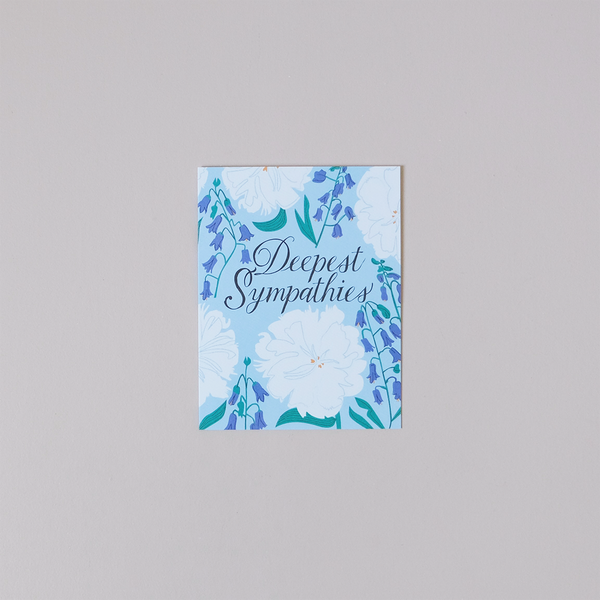 White & Blue Floral Condolence Note Card