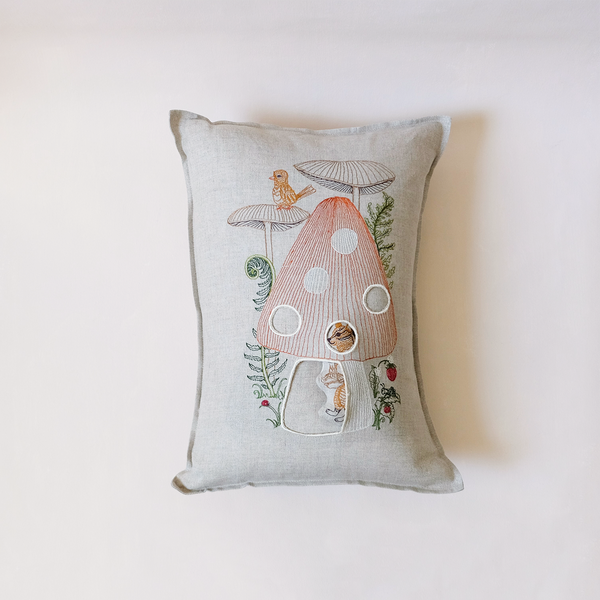 Mushroom House Pocket Pillow