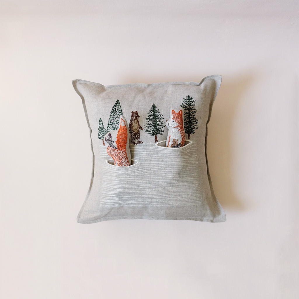 Winter Foxes Pocket Pillow