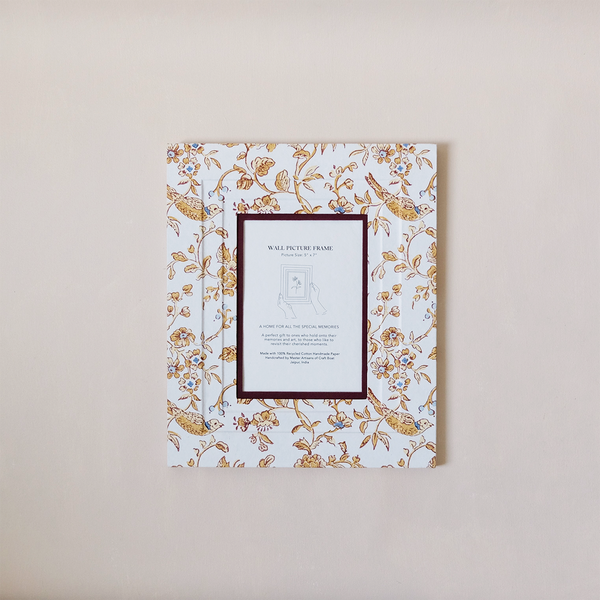 Block Printed Picture Frame Robin & Peony