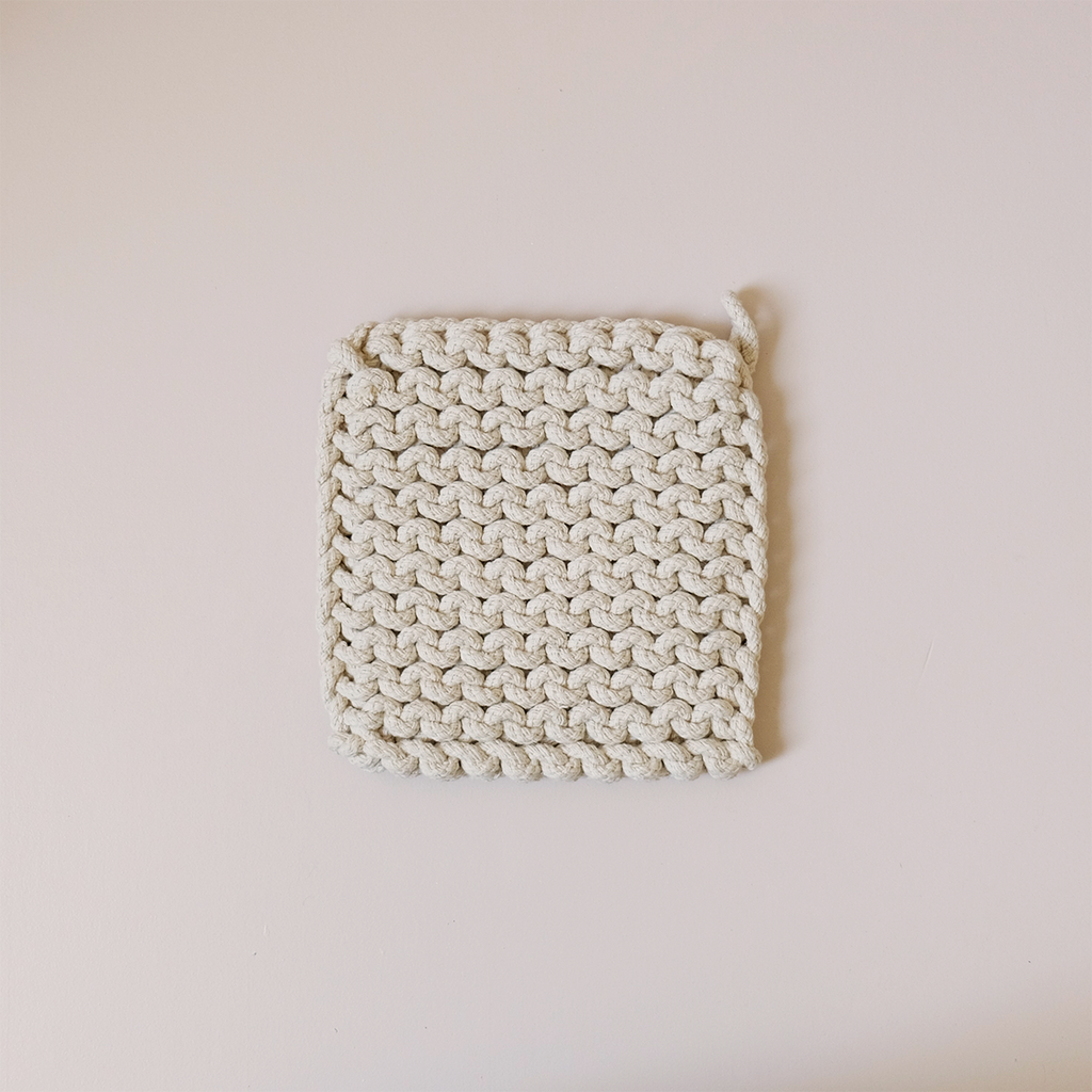 Knit Cotton Pot Holder Cream