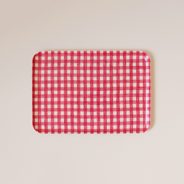 Linen Coated Tray Medium Red Gingham