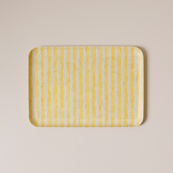 Linen Coated Tray Medium Yellow Stripe