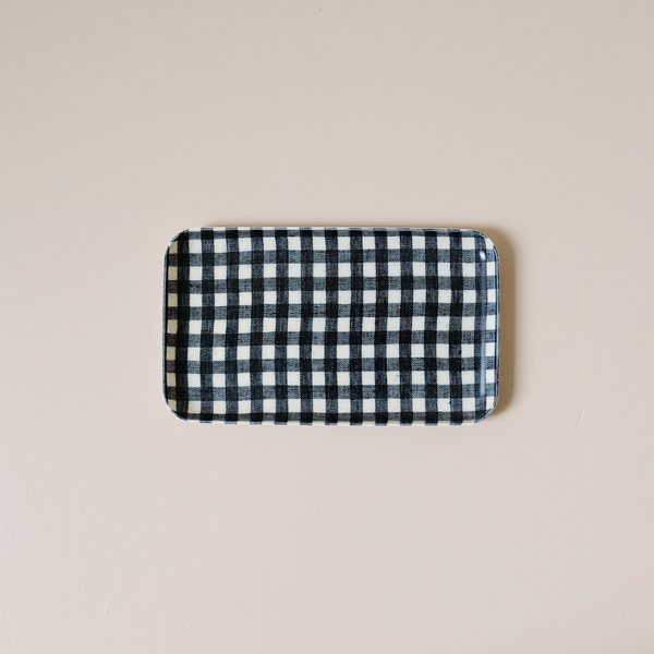 Linen Coated Tray Small Black Gingham