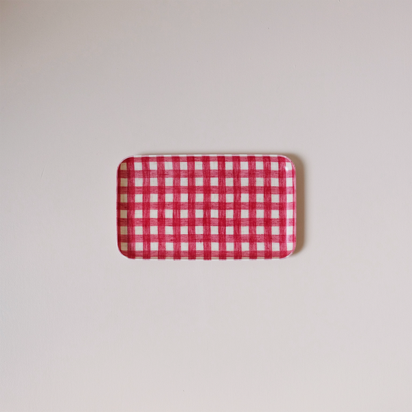 Linen Coated Tray Small Red Gingham