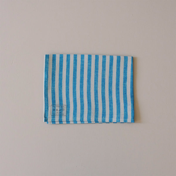 Linen Kitchen Towel Turquoise Blue Stripe