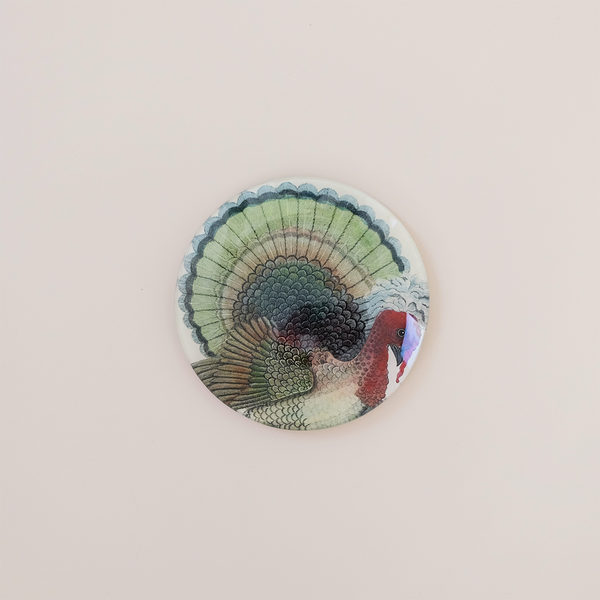 7" Round Dish, Crested Turkey