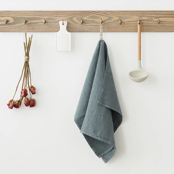 Linen Kitchen Towel Blue Fog