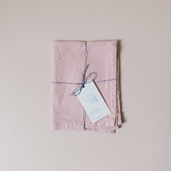 Linen Kitchen Towel Misty Rose