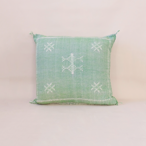 Moroccan Cactus Silk Pillow Cover Green