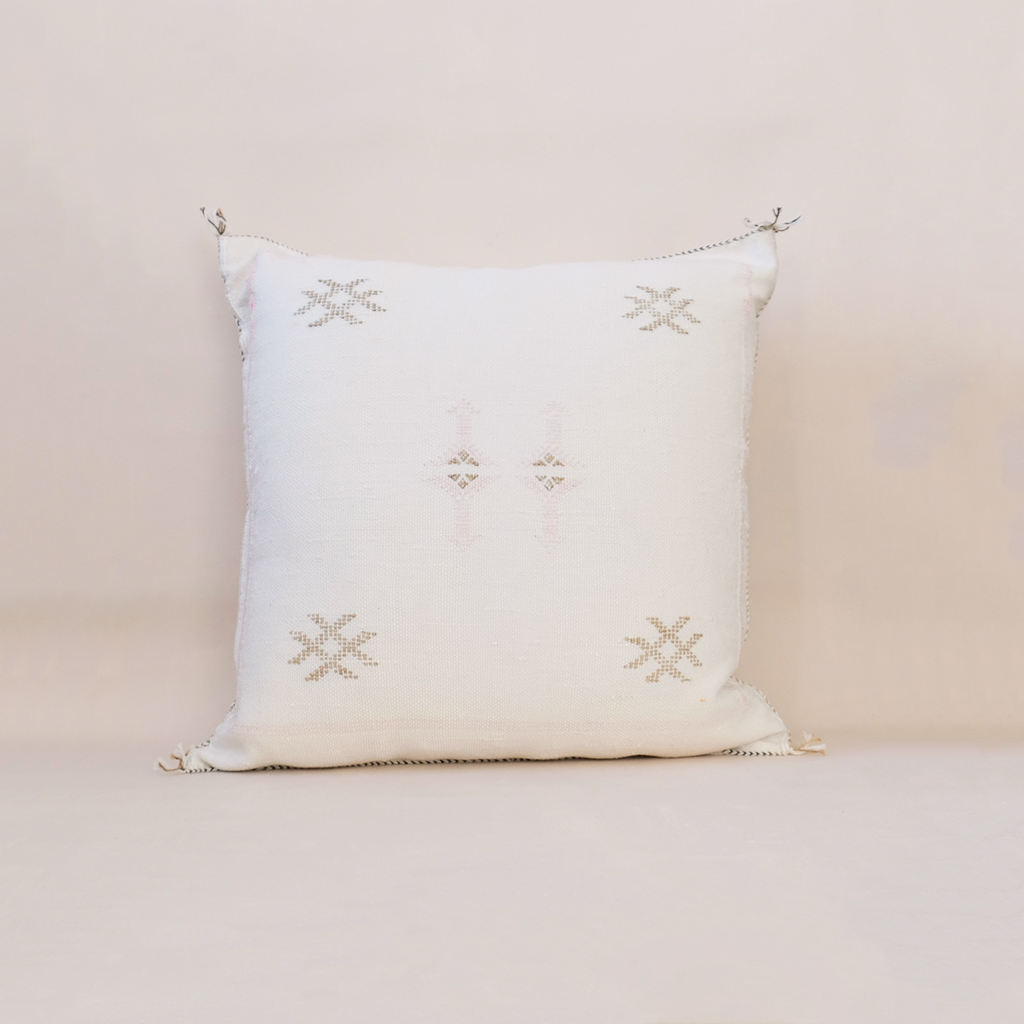 Moroccan Cactus Silk Pillow Cover Ivory