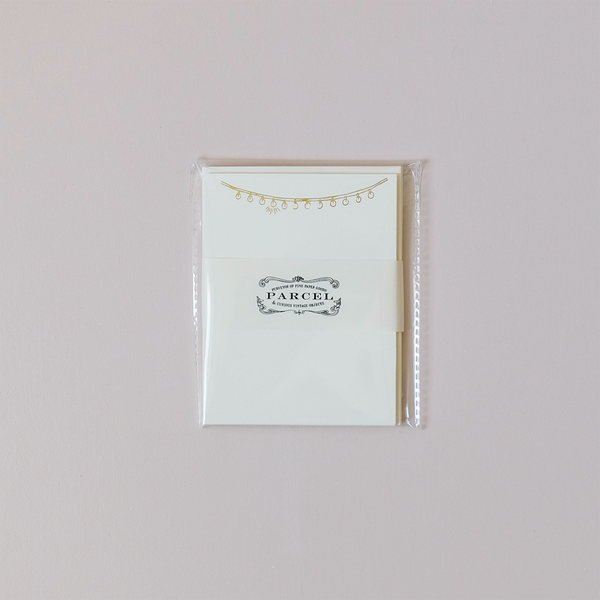 Gold String of Lights Note Card Set