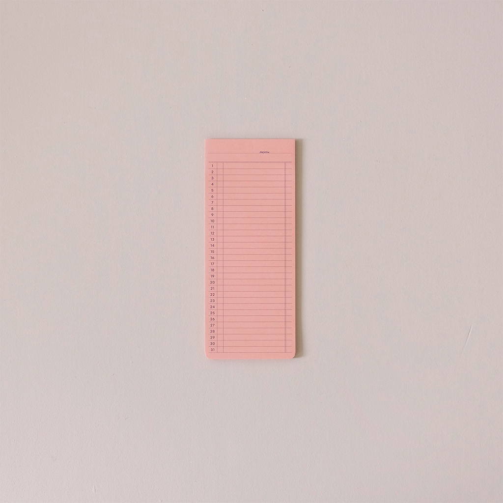 Sticky Monthly Memo Pad Pink