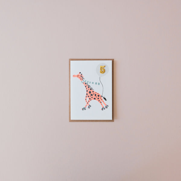 Giraffe 5th Birthday Note Card