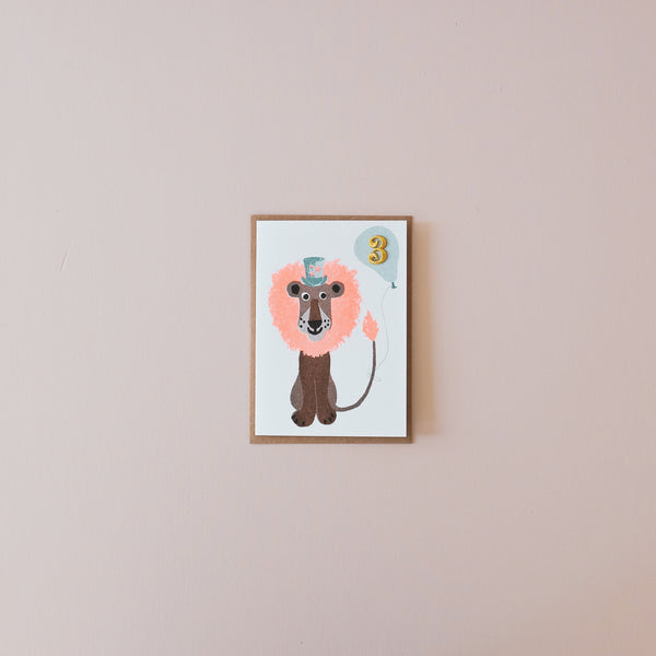 Lion 3rd Birthday Note Card