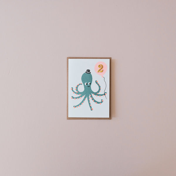 Octopus 2nd Birthday Note Card