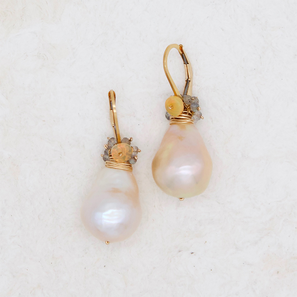 Baroque Pearl Fringe Earrings Large