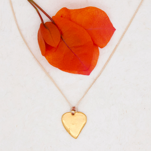 Golden Large Heart Milagro Necklace