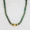 Green African Quartz with Gold Disk Necklace
