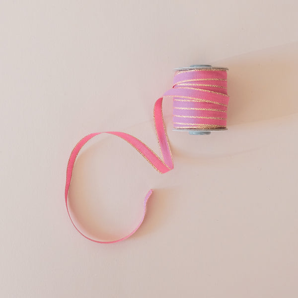 Drittofilo Cotton Ribbon, Fuchsia/Gold