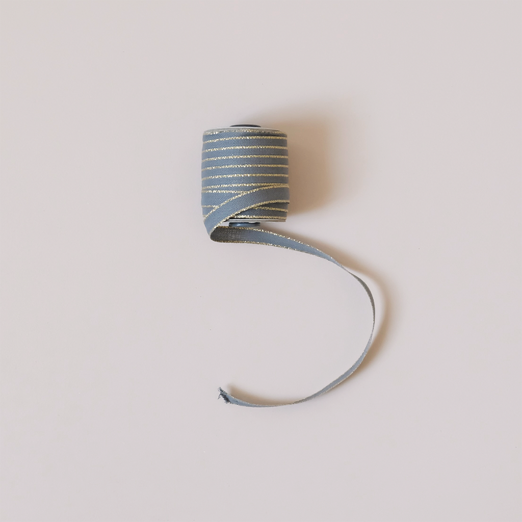 Drittofilo Cotton Ribbon, Gravel/Gold