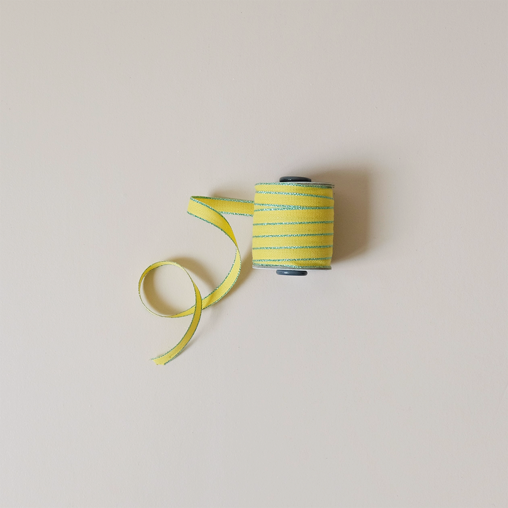 Drittofilo Cotton Ribbon, Lemon/Aqua