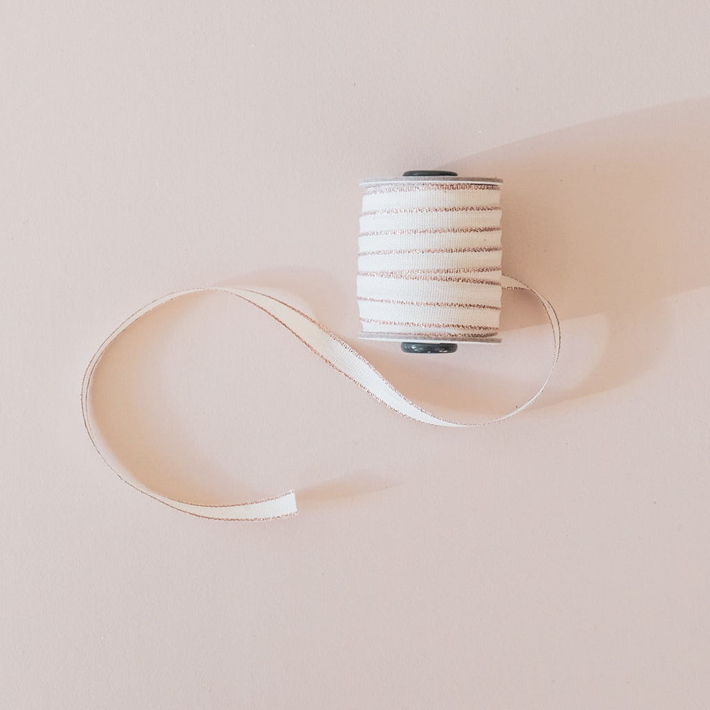 Drittofilo Cotton Ribbon, Natural/Rose Gold